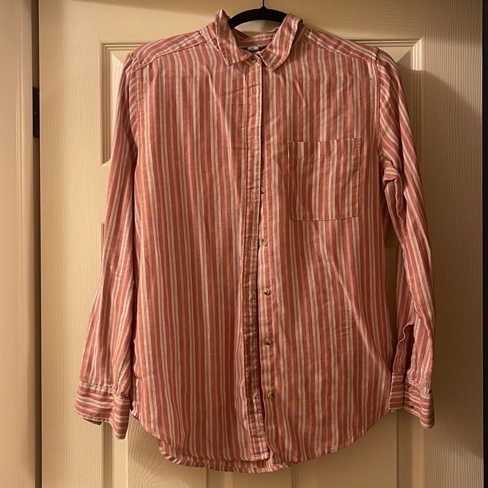 Salmon colored striped button down